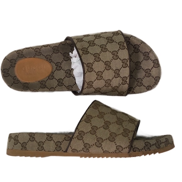 Gucci GG Monogram Canvas Platform Slide Sandals Brown Size 45 COA main image 11